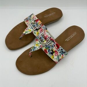 Aerosols Sandals Women’s 10 Savvy Floral Print Slip onThong Flats